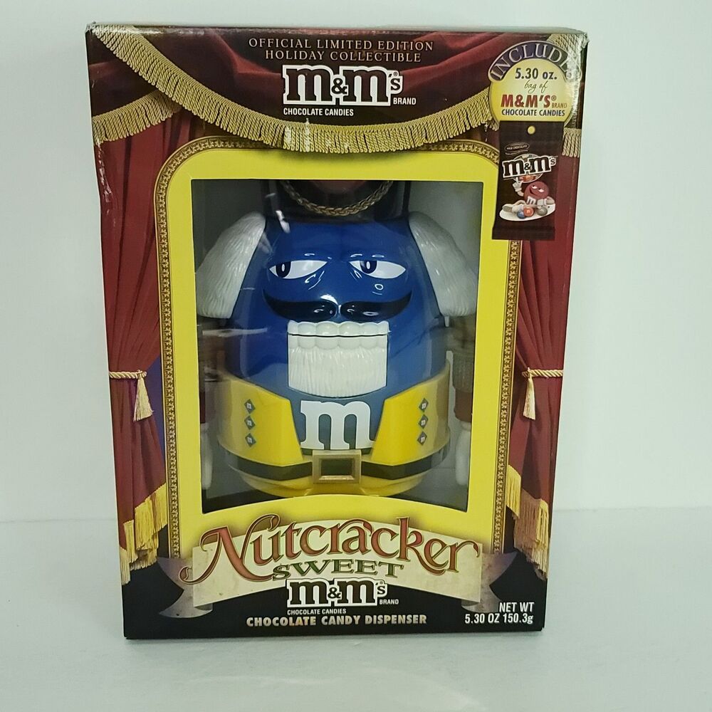 M&M's Candy Dispenser Nutcracker Limited Edition Holiday Chocolate Blue MM